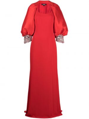 Вечерна рокля с кристали Badgley Mischka червено