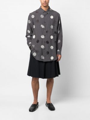 Gepunktete seiden hemd Yohji Yamamoto grau