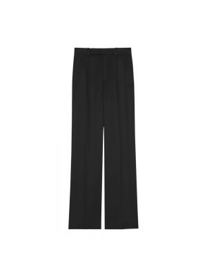 Jedwabne proste spodnie Saint Laurent czarne