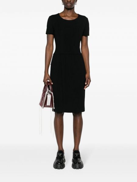 Vlněné midi šaty Chanel Pre-owned černé