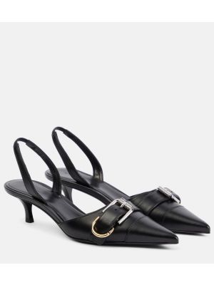 Pantofi cu toc din piele slingback Givenchy negru