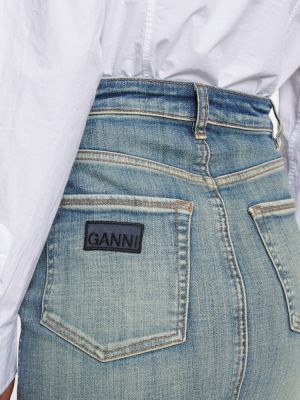 Džínsová sukňa s vysokým pásom Ganni modrá