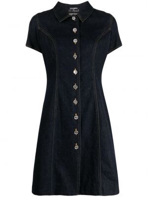 Дънкова рокля с копчета Chanel Pre-owned синьо