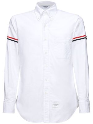 Chemise en coton à rayures Thom Browne blanc