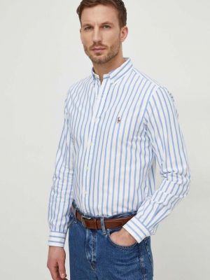 Bavlněná slim fit košile s knoflíky Polo Ralph Lauren modrá
