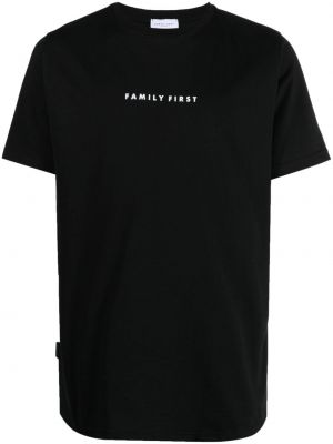 Bavlnené tričko s potlačou Family First čierna