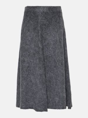 Mohérová kašmírová vlnená dlhá sukňa Brunello Cucinelli sivá