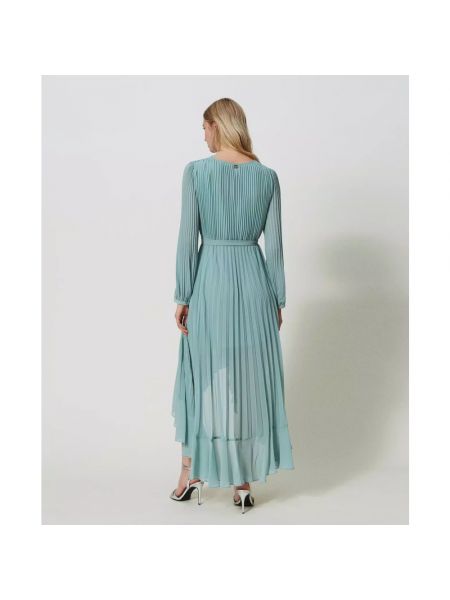 Sukienka długa plisowana Twinset niebieska