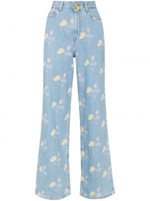 Trykt floral boyfriend jeans Ganni blå