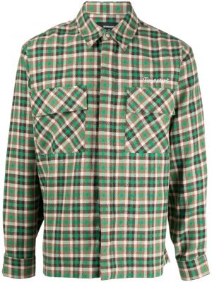 Kockovaná košeľa s potlačou Represent zelená