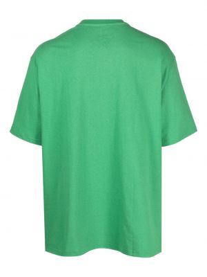 Kokvilnas t-krekls ar apdruku Tommy Jeans zaļš