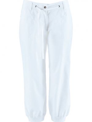 Pantaloni cu croială lejeră Bonprix alb