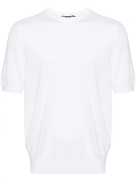 Pletené bavlněné tričko Canali bílé