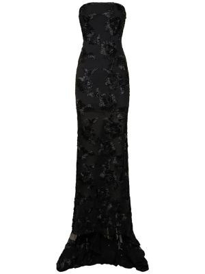 Μάξι φόρεμα από διχτυωτό Rotate μαύρο