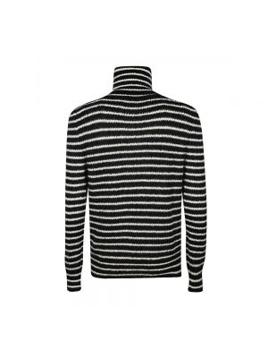 Jersey cuello alto de lana a rayas de tela jersey Saint Laurent negro