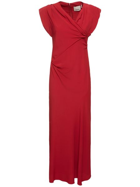 Svilena midi obleka Isabel Marant rdeča