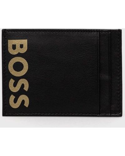 Czarny portfel skórzany Boss