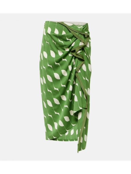 Hedvábné midi sukně Dries Van Noten zelené