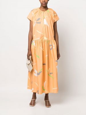 Bavlněné šaty s potiskem s abstraktním vzorem Alysi oranžové
