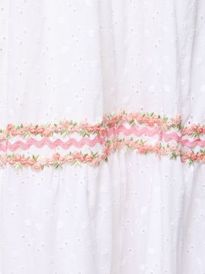 Vestido con bordado con cordones de algodón Flora Sardalos blanco