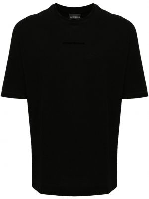 Bombažna majica z okroglim izrezom Emporio Armani črna