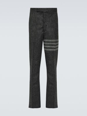 Tvídové vlněné klasické kalhoty Thom Browne šedé