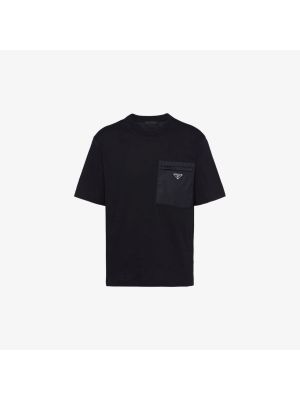 Хлопковая нейлоновая футболка Prada черная