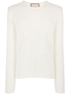 Mohérový hedvábný svetr Gucci bílý
