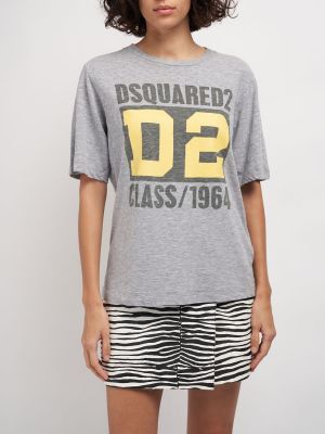 Džerzej priliehavé tričko s potlačou Dsquared2 sivá