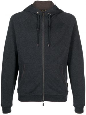 Pamučna hoodie s kapuljačom s patentnim zatvaračem Moorer siva