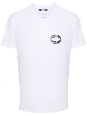 Bavlněné tričko s potiskem Moschino bílé