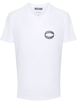 T-shirt en coton à imprimé Moschino blanc