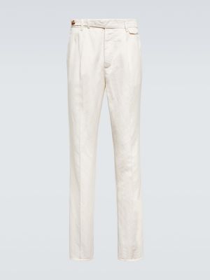 Bombažne lanene hlače Brunello Cucinelli bela