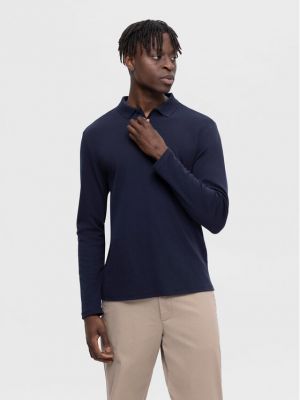 Polo marškinėliai slim fit Selected Homme mėlyna