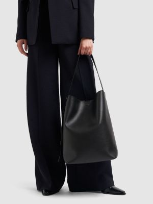 Kožená nákupná taška Max Mara čierna