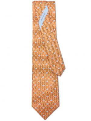 Hedvábná kravata s potiskem Ferragamo oranžová