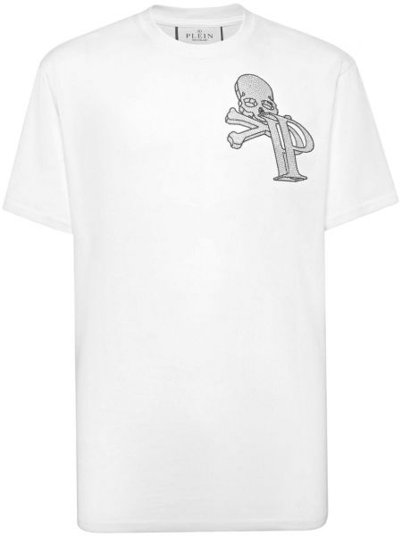 Βαμβακερή μπλούζα Philipp Plein λευκό