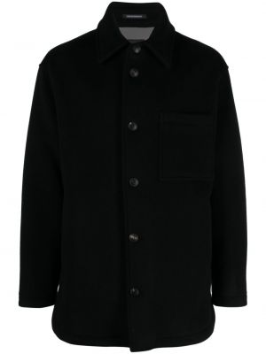 Vlnená košeľa Emporio Armani čierna