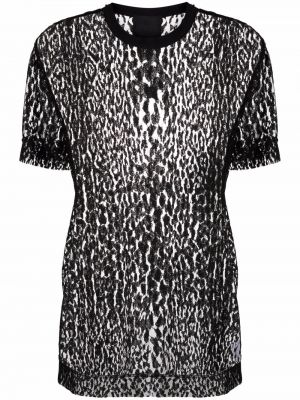 Camiseta con estampado leopardo Givenchy negro