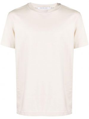 Pamut hímzett póló Calvin Klein Jeans fehér