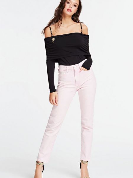 Jeansy skinny slim fit Guess różowe