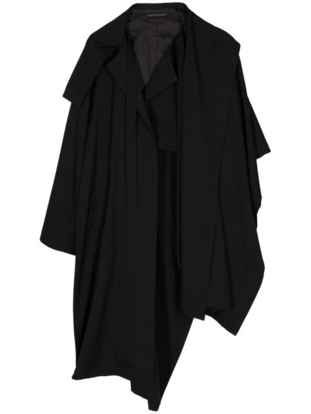 Asymmetrische woll umhang mit plisseefalten Yohji Yamamoto schwarz