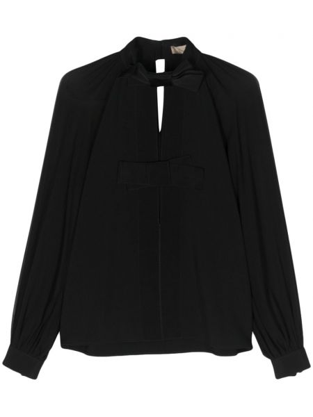 Bluza s mašnom od šifona Elie Saab crna