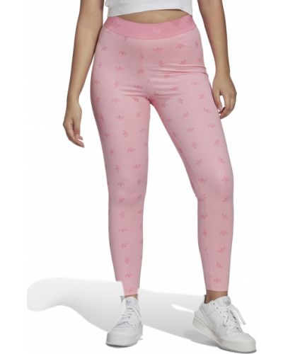 Κολάν με ψηλή μέση με σχέδιο Adidas Originals ροζ