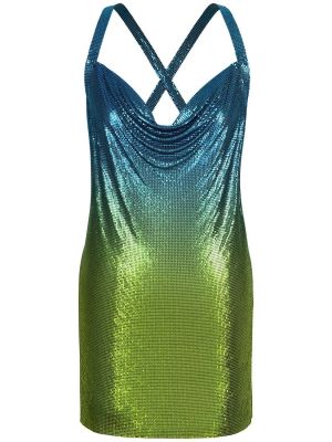 Sukienka mini z siateczką drapowana Fannie Schiavoni zielona