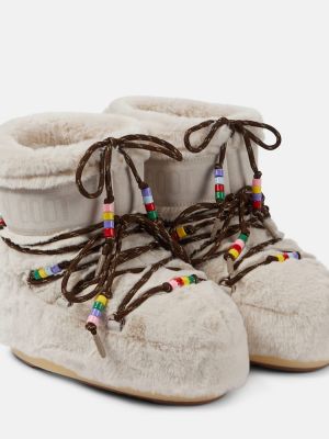 Кожа зимни обувки за сняг Moon Boot бяло