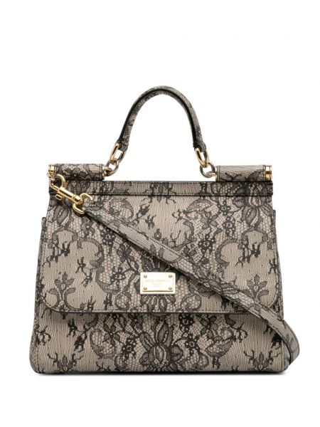 Čipkovaná taška s potlačou Dolce & Gabbana Pre-owned hnedá