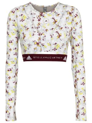 Crop top w kwiatki Adidas By Stella Mccartney biały
