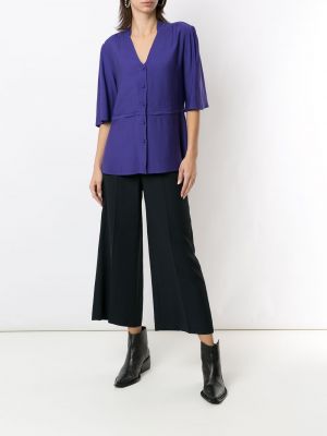 Blusa con escote v manga corta Alcaçuz violeta