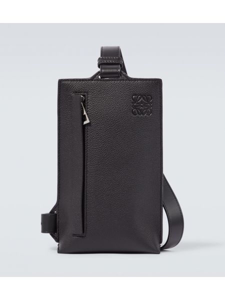 Bolsa de tela de cuero con bolsillos Loewe negro